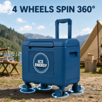 Glacière portable à roulettes de 20 litres avec roues pivotantes à 360° °   Glacière étanche avec roues pivotantes et poignée rétractable pour l'extérieur