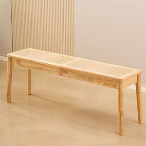 Chaise de salle à manger en bois avec assise en rotin tressé, design contemporain pour salle à manger - Meubles écologiques pour la maison - Product Image 4
