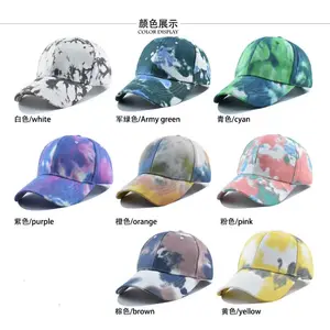 All'ingrosso cappellino da Baseball Unisex Tie Dye cappello estivo con parasole colorato berretto da esterno