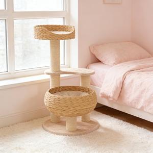 Bộ giường ngủ và trụ cào móng cho mèo chất lượng cao, thiết kế cổ điển lớn, bền bỉ, chống mài mòn và không rụng lông - Product Image 1
