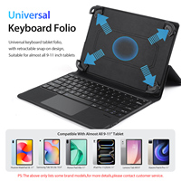 Étui de clavier sans fil universel en cuir PU de marque neutre avec pavé tactile et support réglable pour iPad et tablette 11x9