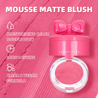 Palette de blush mat en mousse Butterfly 8 couleurs, maquillage pour le visage longue tenue, waterproof, vegan, avec miroir