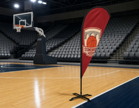 Ensemble de drapeaux personnalisés pour équipe de basketball de 3 mètres (comprend un mât et une base croisée) – Bannières publicitaires extérieures en gros