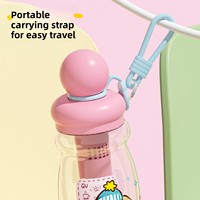 Vaso de PC con Recubrimiento, Asa y Pajita, Infusor de Té - Diseño de Dibujos Animados, Portátil, de Gran Capacidad, Doble Uso, para Niños y Niñas, Uso en Exteriores