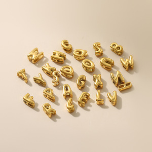 Pequeños Dijes de Letras del Alfabeto en <span class=keywords><strong>3D</strong></span>, Chapados en Oro de 18k, de Acero Inoxidable, para Hacer Pulseras - Product Image 6