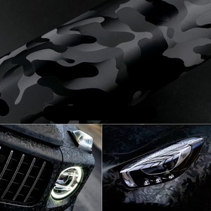 Pellicola Adesiva per Auto in Fibra di Carbonio, Motivo 3D Camouflage, Nero Fantasma, Rivestimento Vinilico per Auto - Product Image 3