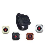 Freequeue HCM5000 Jam Tangan Pager Restoran Hitam Peringatan Getaran Beep Tahan Air Layar Digital Panggilan Nirkabel untuk Pelayan