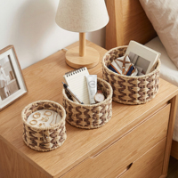 Lot de 3 paniers de rangement carrés gigognes en corde de papier tressée à la main, motif chevron bicolore, pour la décoration intérieure, OEM ODM