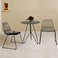 Nouvelle conception de tables rondes centrales, table en acier centrale, meubles de salon, table basse en fil métallique, table à café noire