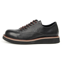 Chaussures de travail en cuir pour hommes Goodyear Welted, bout rond, décontractées, semelle épaisse, bottes noires, personnalisables OEM ODM