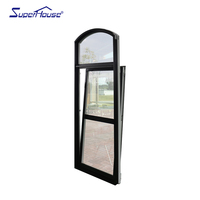 Ventana Abatible y Giratoria de Aluminio con Arco, Marco Negro y Blanco con Rotura de Puente Térmico para Villa
