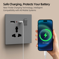 Enchufe de pared universal estándar británico KESHIQI 13A gris con interruptor de seguridad para niños para casa y hotel