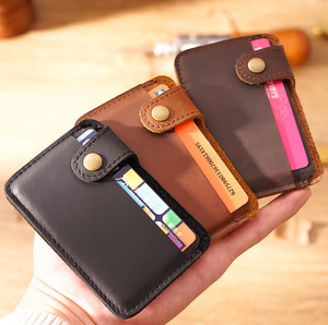 Cartera Delgada de Cuero Genuino Minimalista con Logotipo Personalizado, Tarjetero de Cuero Crazy Horse - Product Image 2