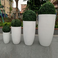 Set Pot Bunga Minimalis dari Fiber Clay untuk Rumah & Taman Luar Ruangan Ramah Lingkungan dengan Lubang Drainase