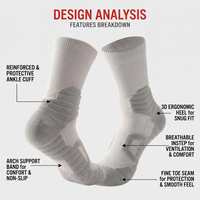 Chaussettes de basketball personnalisées avec logo, chaussettes de sport athlétiques à compression premium, respirantes, avec coussinets, chaussettes de course performantes