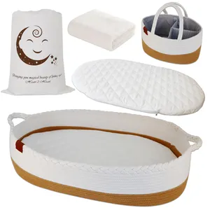 2023 Hot Selling Baby Changing Basket Moses Diaper Basket With Foam Pad And Waterproof Covers