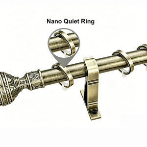 Tringle à rideau simple en laiton antique de 28 mm avec <span class=keywords><strong>accessoires</strong></span>, décoration de fenêtre rustique en acier inoxydable, matériaux en fer et aluminium en stock pour la maison - Product Image 6