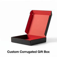 Caja de Regalo Corrugada Personalizada, Exterior Negro Mate, Interior Rojo Brillante, Embalaje de Envío Impreso por Ambos Lados para Comercio Electrónico en EE. UU.