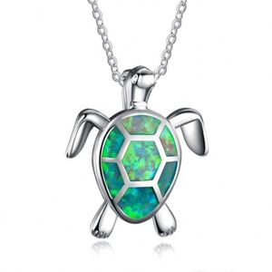 Collier pendentif animal en cristal bleu européen et américain pour femme, bijoux tendance, collier pendentif tortue en opale - Product Image 1