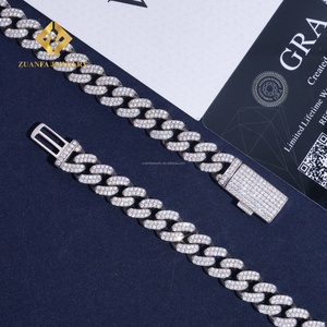 Joyería Fire al por Mayor, Eslabones Cubanos de Miami y Pulsera de 10 mm con Dos Hileras de Micro Pavé, Estilo Hip Hop, VVS1 Moissanite - Product Image 4