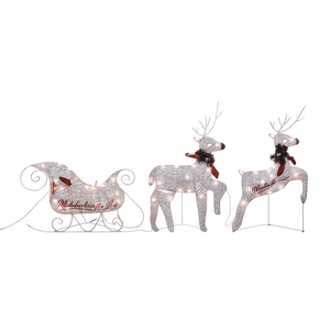 Decorazione Natalizia Mackenzie Childs con Renne e Slitta, 60 LED, per Uso Interno, Stile Tradizionale, Oro - Product Image 1