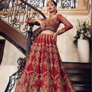Atiya libas ดั้งเดิมอินเดีย/ปากีสถานชุดเจ้าสาว lehenga choli ชุดหนัก zardozi ปักวัสดุอะซิเตททำจาก uttar Pradesh - Product Image 4