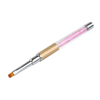 Lot de 5 pinceaux à ongles professionnels avec manche en strass rose, capuchon métallique, pour gel UV, liner et peinture, outils de manucure pour salon