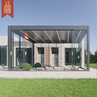 Pergola autoportante Mirador, auvent de jardin pliable, toiture à lames orientables, abri de pluie pour porte d'entrée extérieure, auvent rétractable en aluminium