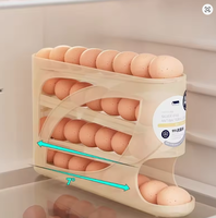 Boîte de rangement à œufs roulante, multi-niveaux, à ouverture inclinée, distributeur automatique d'œufs, plateau à œufs pour porte latérale de réfrigérateur, portable, en PP