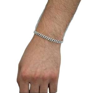 Luxury 925 Sterling Silver Cuban Link Bracelet Lab Grown Moissanite Diamond Minimal Style Jewelry - Product Image 6