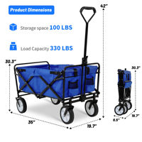 Chariot pliant à roulettes avec table intégrée, poignée réglable, housse de protection, chariot pliable pour camping en extérieur, capacité 150 kg, brouette