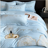 Ensemble de housse de couette en coton brodé, doux pour la peau, motif floral, housse de couette, taie d'oreiller, respirant, ensemble de literie 4 pièces
