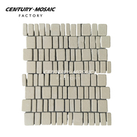 Centurymosaic Carrelage Mosaïque en Pierre Calcaire Blanche Effet Vieilli, Tuile Mosaïque en Pierre Naturelle Beige pour Sol, Mur, Cuisine, Salle de Bain