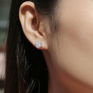 CANNER Moissanite S925 Silver <b>Earrings</b> <b>square</b> Surrounded Carat <b>Diamond</b> <b>Earrings</b> - Product Image 5