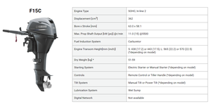Motore Fuoribordo Portatile 15HP a 4 Tempi con 2 Cilindri, <span class=keywords><strong>Dimensioni</strong></span> 63x58.1mm per Uso 15D - Product Image 3