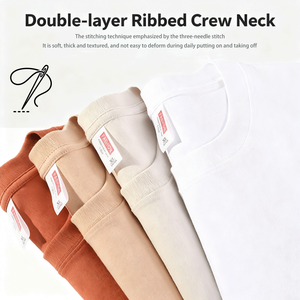 เสื้อยืดคอกลมผ้าฝ้ายเนื้อหลวมน้ำหนัก 230 กรัม ทรงหลวม สวมใส่สบาย เหมาะสำหรับทั้งชายและหญิง เสื้อชั้นในแขนสั้น - Product Image 3