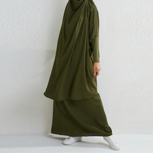 Nabi <span class=keywords><strong>Ashura</strong></span> Borka musulmán Popular de alta calidad de moda elegante Color sólido dos piezas Jilbab última manga larga - Product Image 4