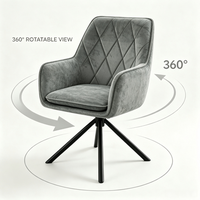 Fauteuil pivotant à 360 degrés, siège rembourré en mousse haute densité, dossier haut incurvé, fauteuil lounge en chenille sur base en métal noir pour usage domestique