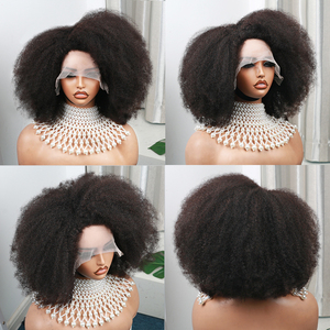 <span class=keywords><strong>Parrucca</strong></span> Afro Kinky Curly 13X4X2 con Densità 250%, Colore Naturale, Bob Afro con Frontale in Pizzo Laterale, Capelli Umani con Attaccatura Naturale - Product Image 6