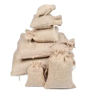 Экологичный джутовый мешок на шнурке для упаковки риса, кукурузы, кокосового кофе, фруктов, овощей