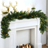Guirnalda de Hiedra Artificial Verde de 6 Pies Personalizada con Luces LED Blanco Cálido, Plástico Ecológico, Decoración Moderna para Chimenea, Pared, Navidad