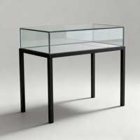 Vitrine d'exposition de bijoux moderne en verre noir carré, vitrine sur piédestal avec verre trempé pour la vente au détail et les musées