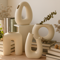 Arrangements floraux de mariage modernes haut de gamme, ornements, vase extra large, blanc, en céramique faite à la main, ensemble de jardinières de table