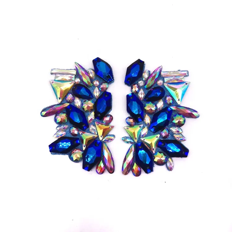 AB Color Resin Stone Hot Fix Rhinestone Beaded Applique Patch Iron-On Sew-On Craft Carnival Costume Shoes Bags Garments DIY