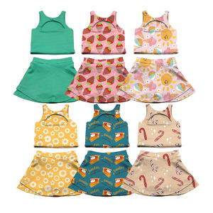 Nuevo Conjunto Deportivo para Niña Pequeña con Estampado Personalizado, Top Deportivo y Falda Corta de 2 Piezas, Conjuntos de Ropa para Niños - Product Image 1