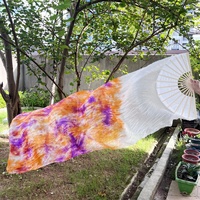 Voiles de ventilateur de soie de danse du ventre faits à la main ventilateurs teints par cravate colorés pour les arts de spectacle de danse des femmes