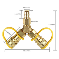 Adaptateur de gaz Propane, 2 voies pour remorque de RV, adaptateur de séparation en Y à connexion rapide, pour tuyau Propane vers RV, grille de établi, 3/8 pouces