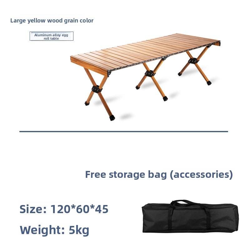 Yellow wood grain 120*60cm egg roll table (all alu