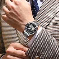 Montre mécanique pour homme Poedagar 1416, cadran squelette automatique, acier inoxydable, étanche, montre de business, prix de gros en stock