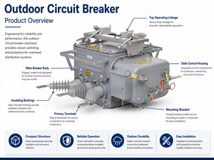 Interruptor de Circuito al Vacío Inteligente de Alta Tensión Trifásico CNKEEYA ZW32-12/630A 50/60Hz para Exteriores, 10KV ZW32 de Alto Voltaje - Product Image 2
